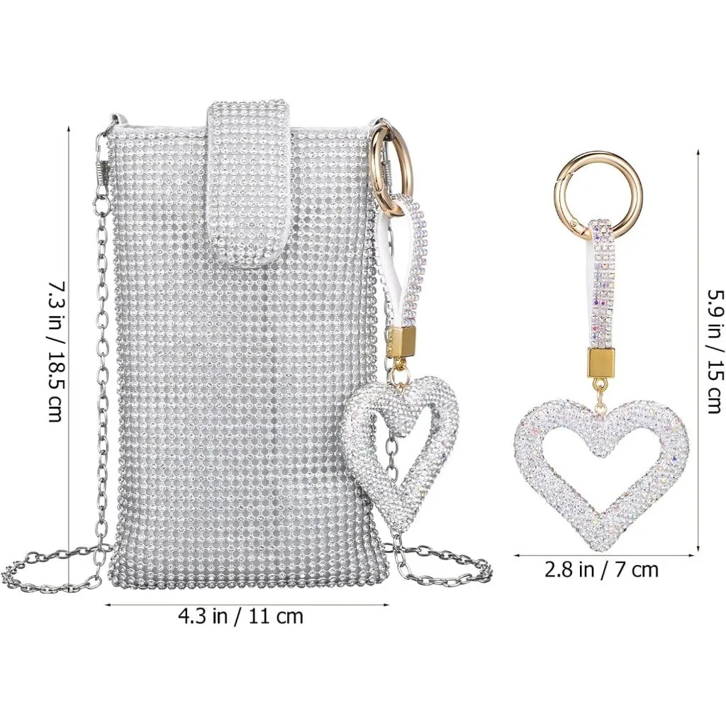 ⚡ Women's Silver Fashionable Sparkle Bling Evening Crossbody Shine Bag - Image 4