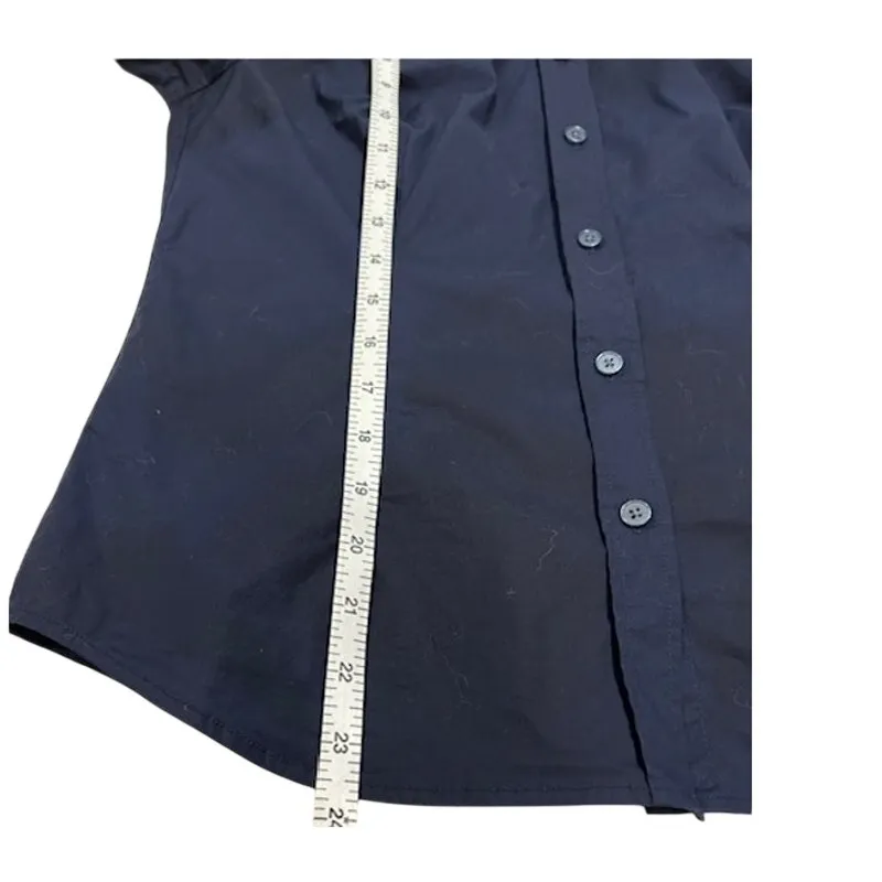 BODEN Women's Button Down Shirt UK 10 US 6 Navy Blue Long Sleeve Stretch Cotton - Image 6