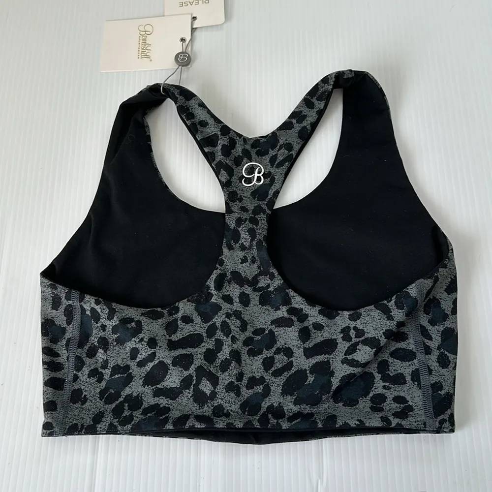 Bombshell sportswear  NWT Reversible Tank Bra Charcoal Leopard/Black, L - Image 3