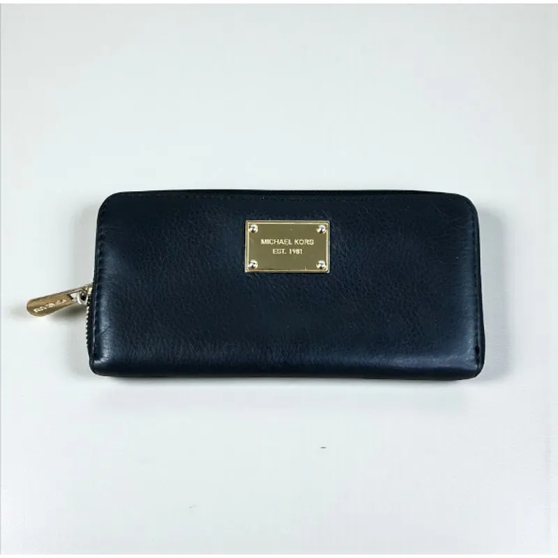 MICHAEL KORS Leather Zip Around Wallet Black Classic Travel Old Money Everyday - Image 13