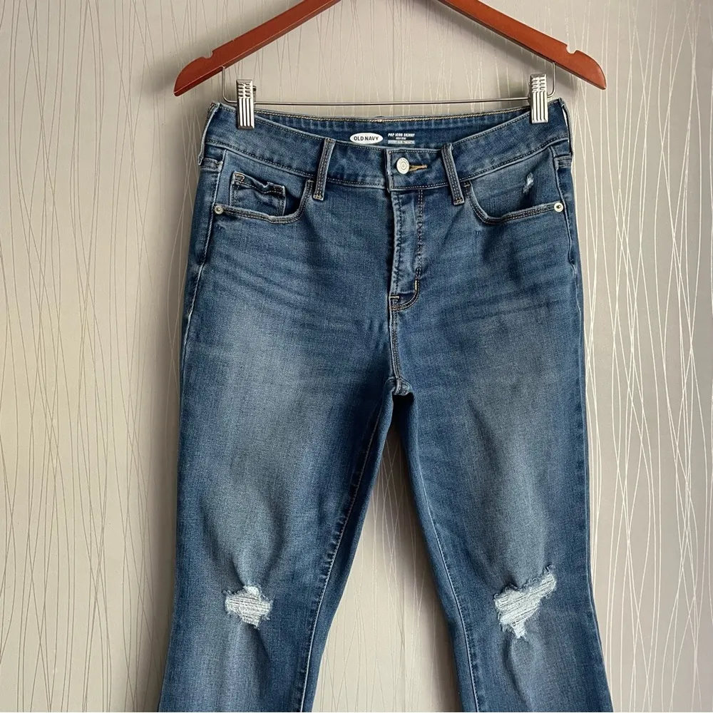 Old Navy Pop Icon Skinny High Rise Distressed Denim Jeans Size 6 Petite - Image 6