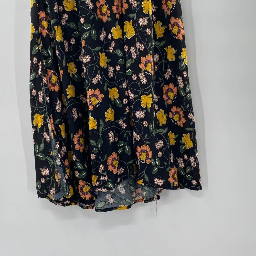 NEW T Tahari A-Line Skirt Black/Rust Floral Print Side Split Size 2 Modest Fairy - Image 12