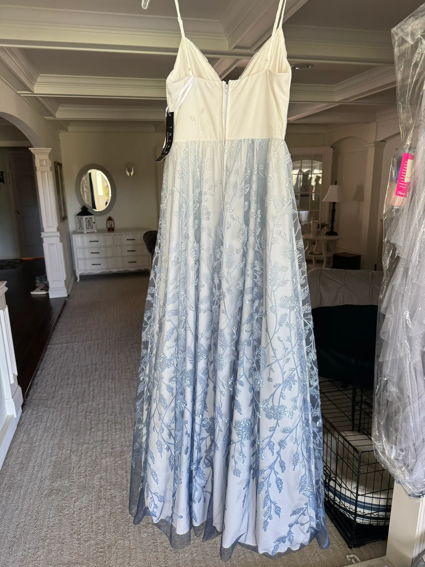 Dress - White with Blue Overlay - Image 2