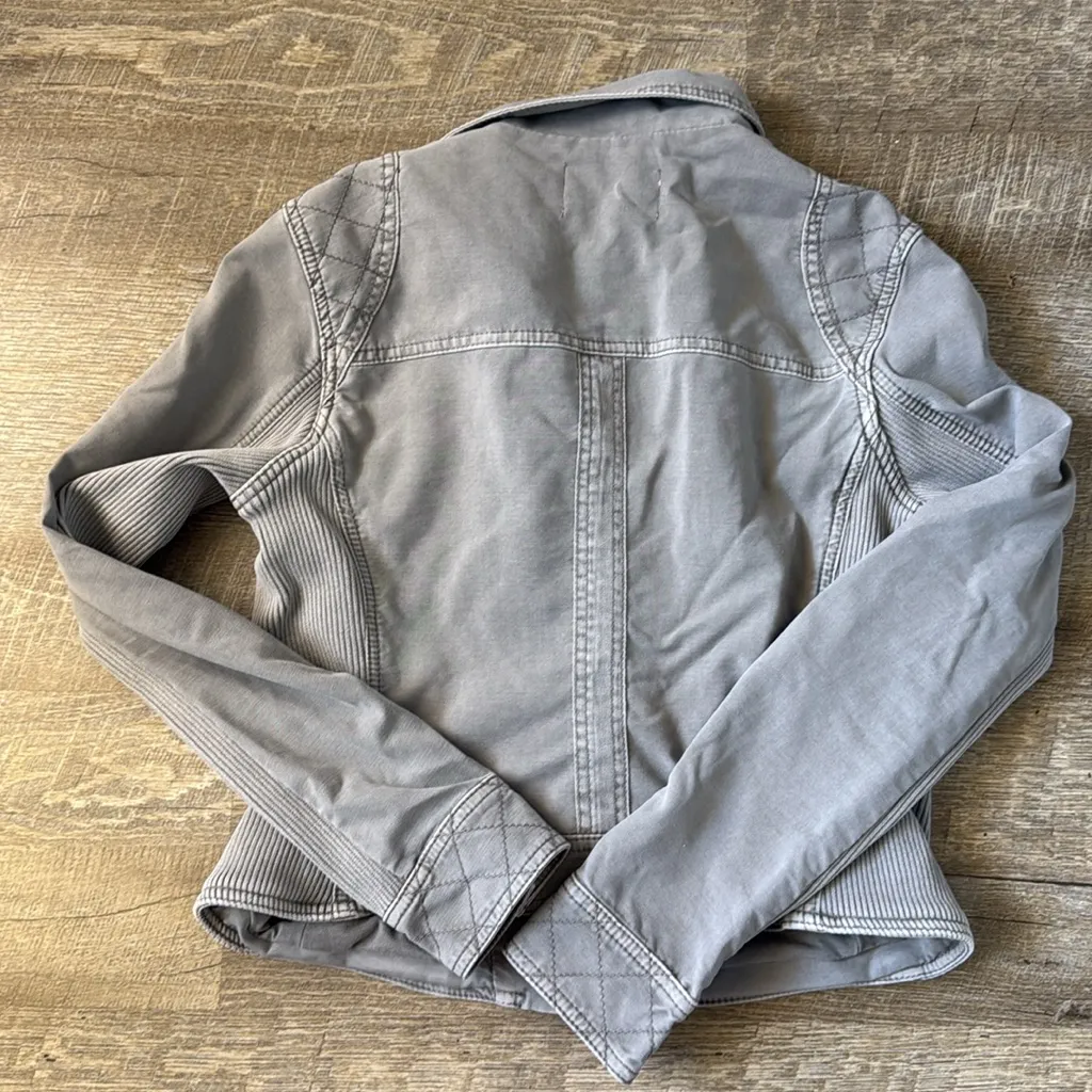 Anthropologie Moto Style Gray Jacket Size Small - Image 4