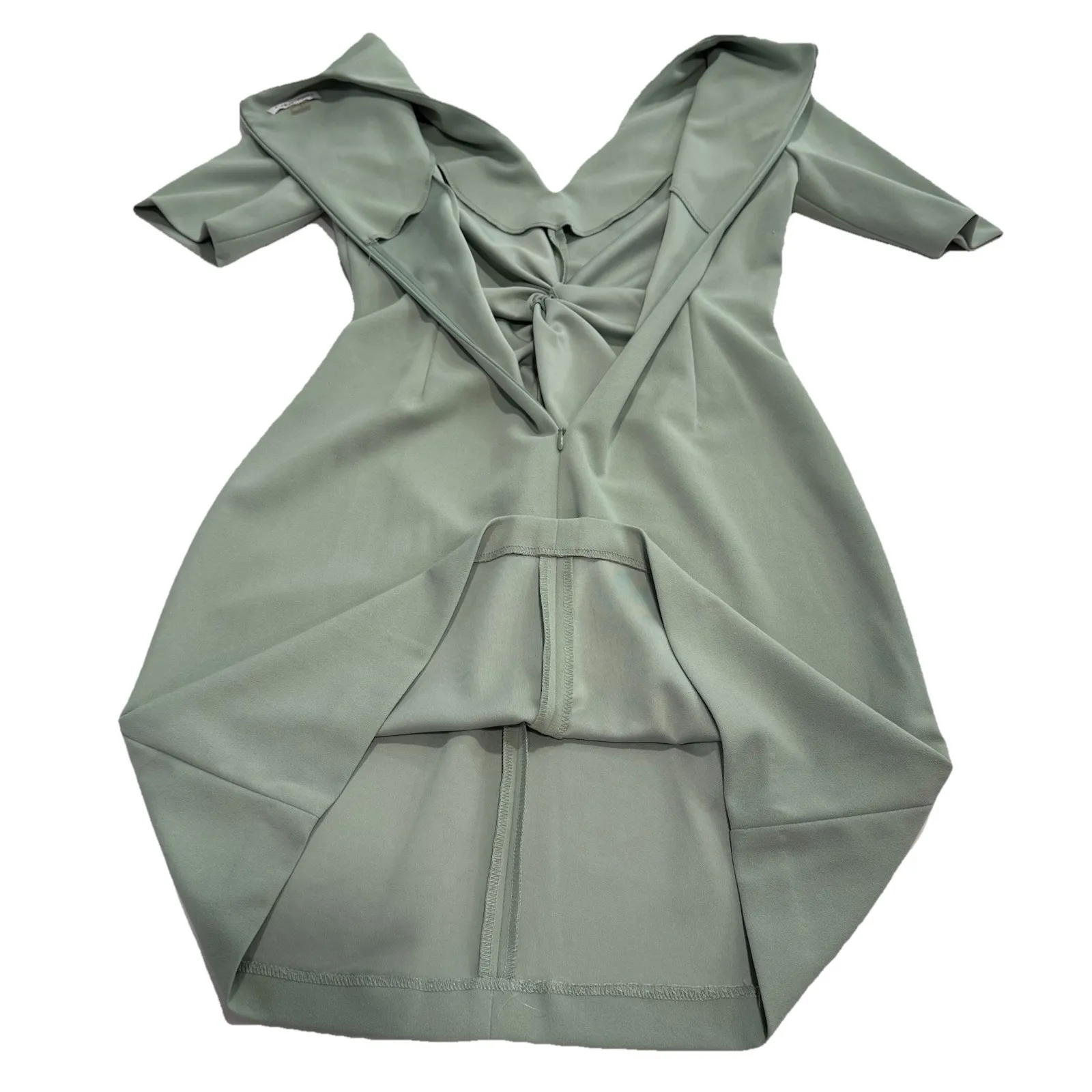 Calvin Klein Sage Green Twist Front Stretch Crepe Sheath Dress Size 2‎ - Image 5