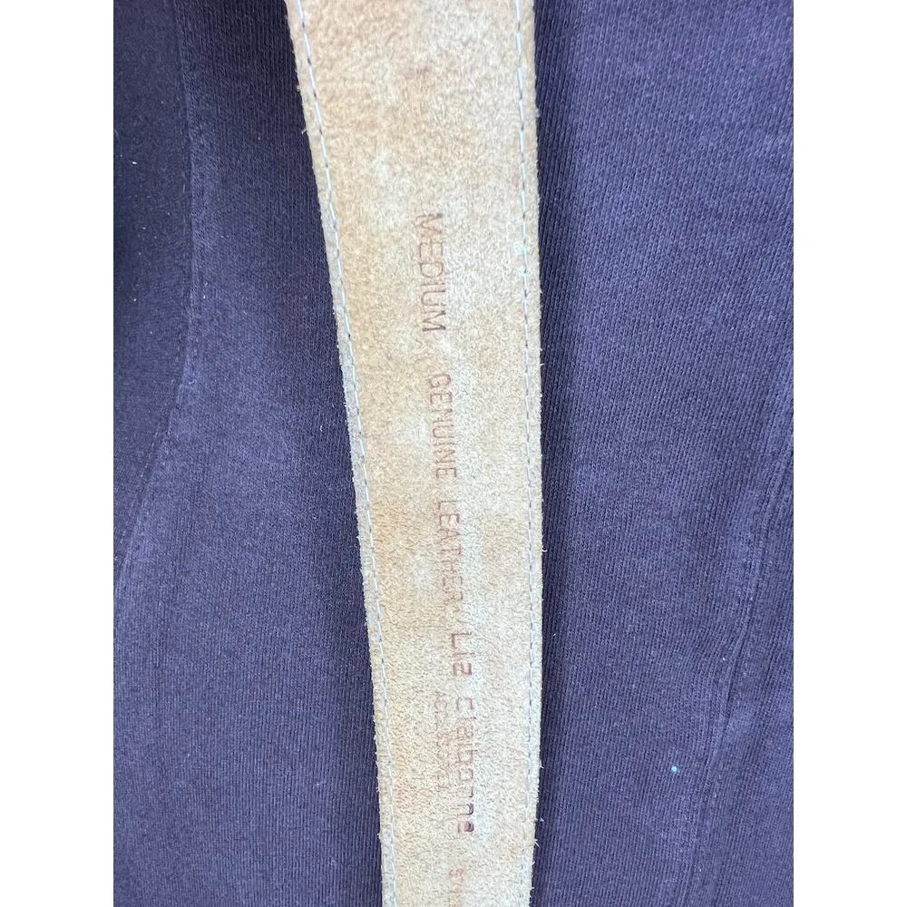 Liz Claiborne belt genuine leather brown braided skinny western - Image 8