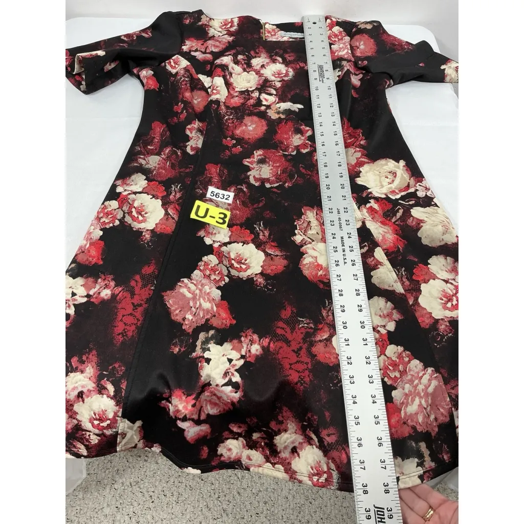 Womans Danny & Nicole Fit & Flare Midi Dress 16 W Floral Short Sleeve Back Zip - Image 7