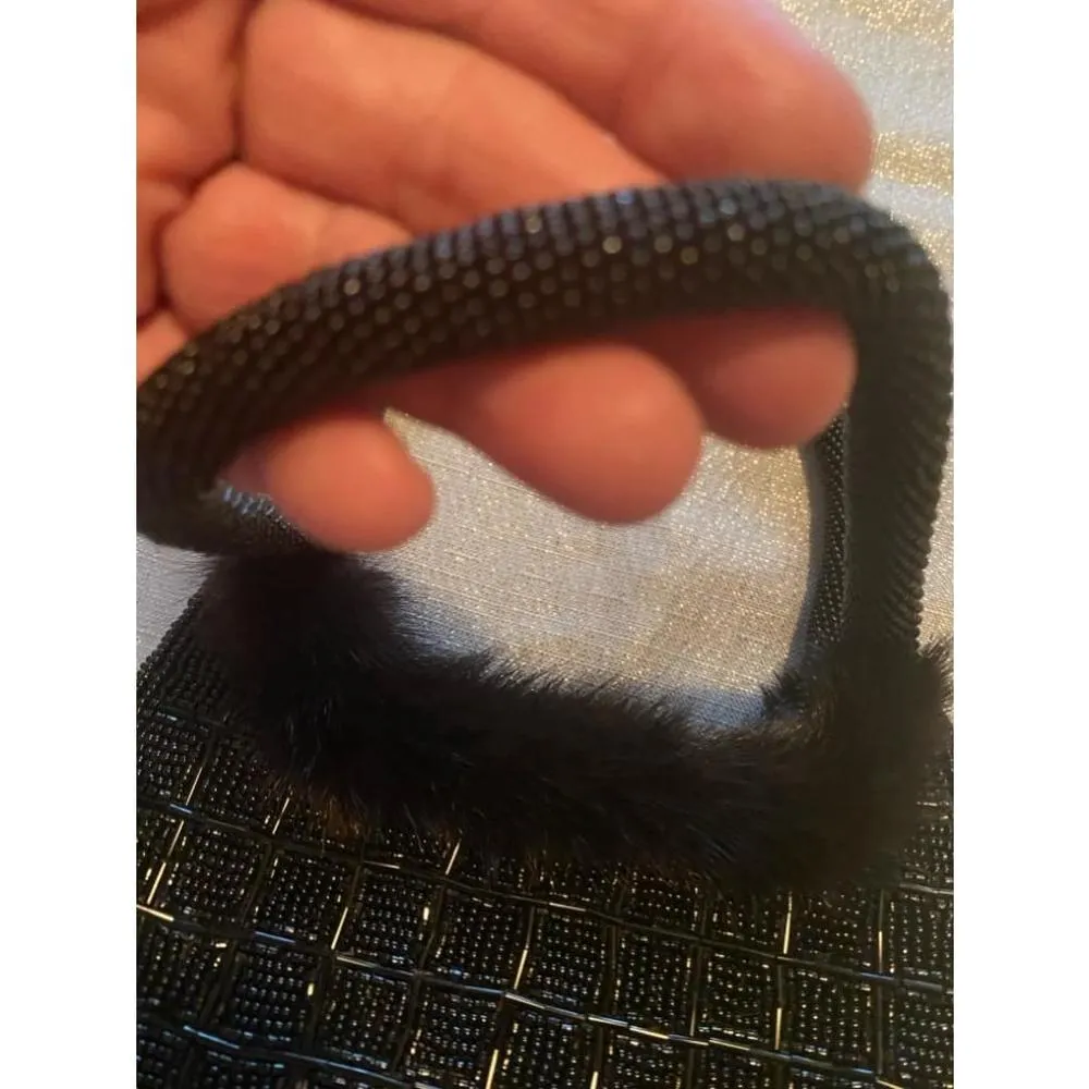 Mitchies fully beaded bag with mink trim - Image 3