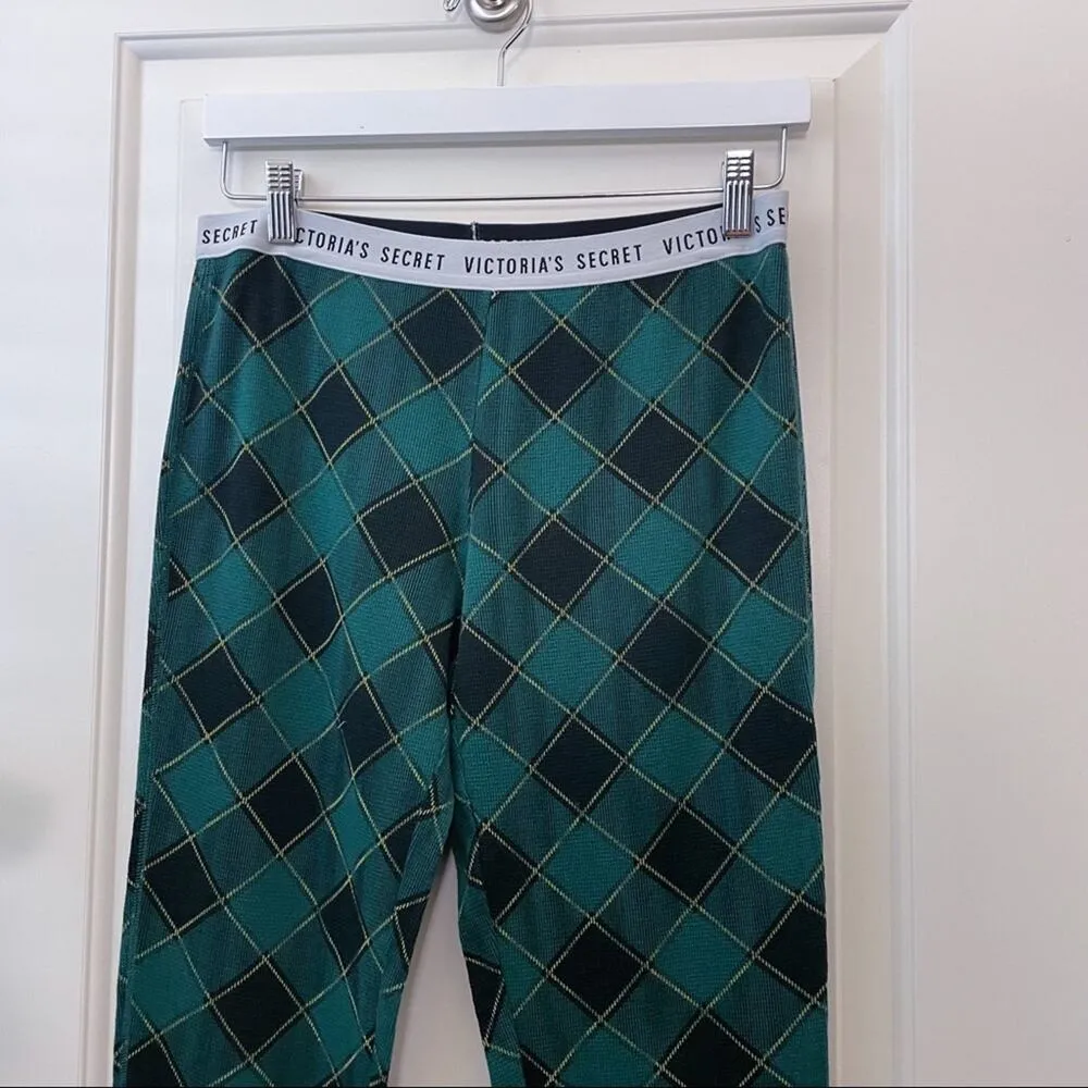 Victoria’s Secret Plaid Jogger Lounge Pants Thermal Waffle Knit Buffalo M - Image 2