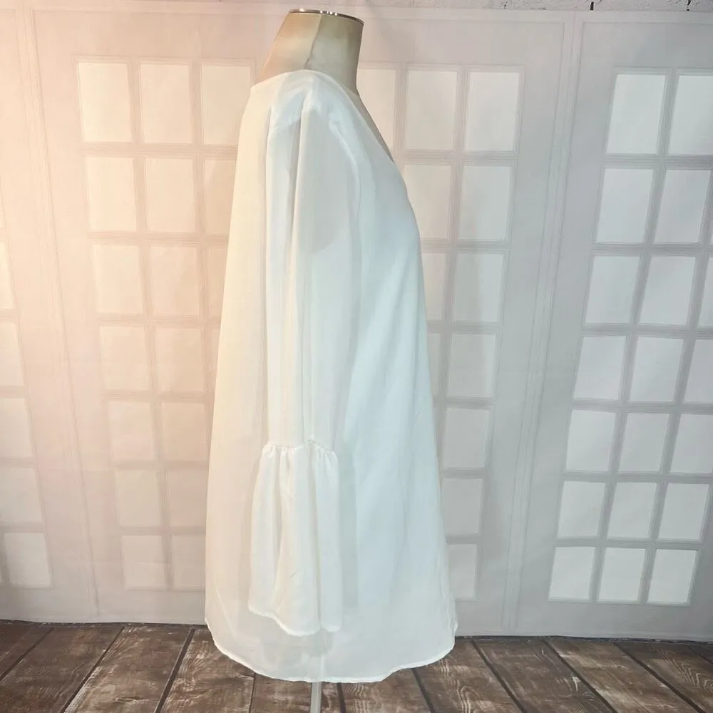 Lulu’s Far Wanderings Ivory Long Sleeve Shift Dress size small - Image 8