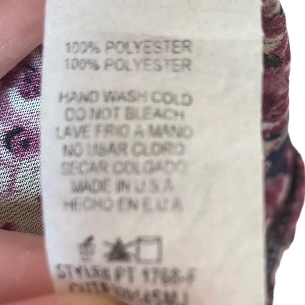 Papermoon women's size M sheer blue and pink floral blouse with button sleeves - Image 13