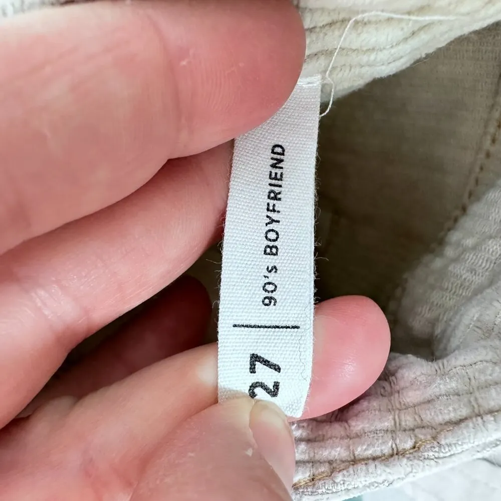 PacSun Cream Blue Tie Dye Corduroy 90s Boyfriend Bootcut High Rise Pants Size 27 - Image 2