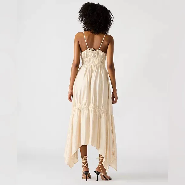 Steve Madden Cream/White Jackie Handkerchief-Hem Midi Dress NWT - Image 3