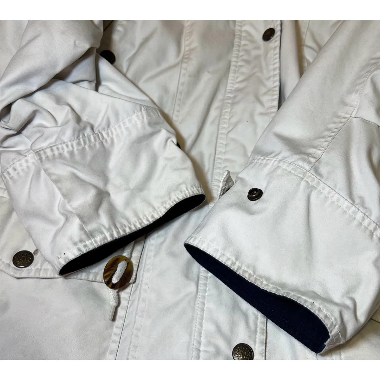 London Fog Jacket Womens 14 Beige Vintage Utility Anorak Drawstring Outdoorsy‎ - Image 14