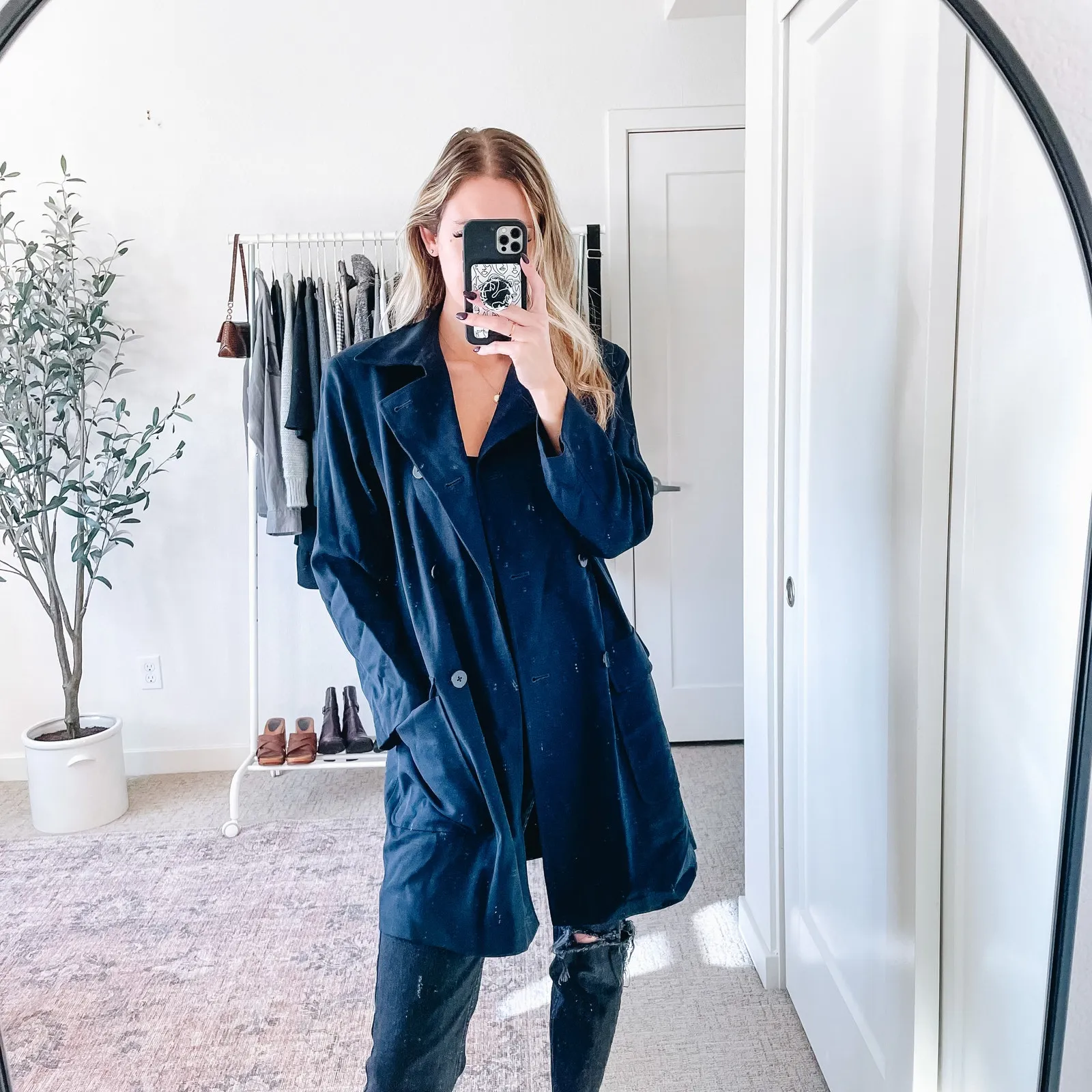 VINTAGE DKNY Navy Blue Double Breasted Coat - Image 8