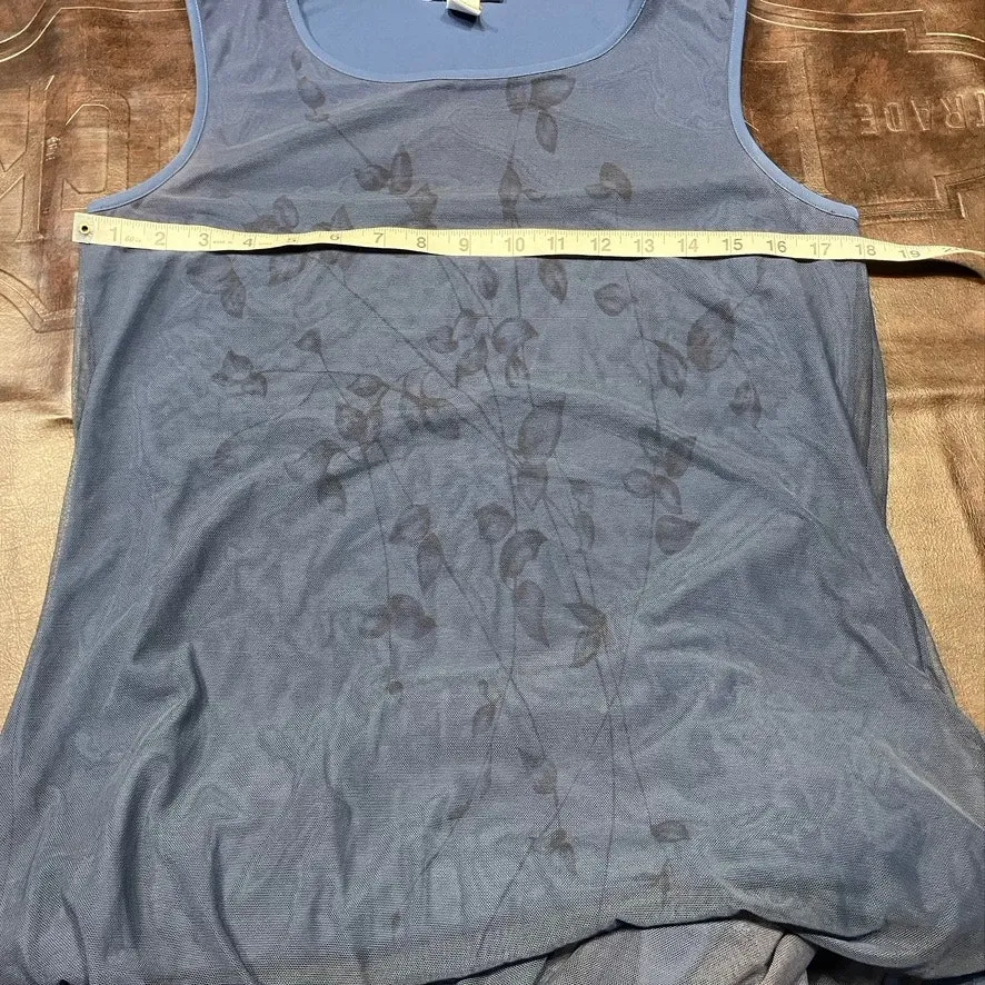 Vintage Tyler Boe Maxi Sheath Dress Womens M Blue‎ Floral Mesh Spring Summer Blue Size M - Image 13