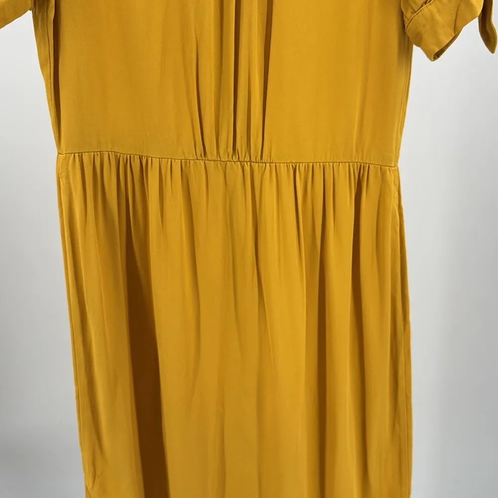 One Clothing Los Angeles mustard short sleeve button front shift dress casual M - Image 4