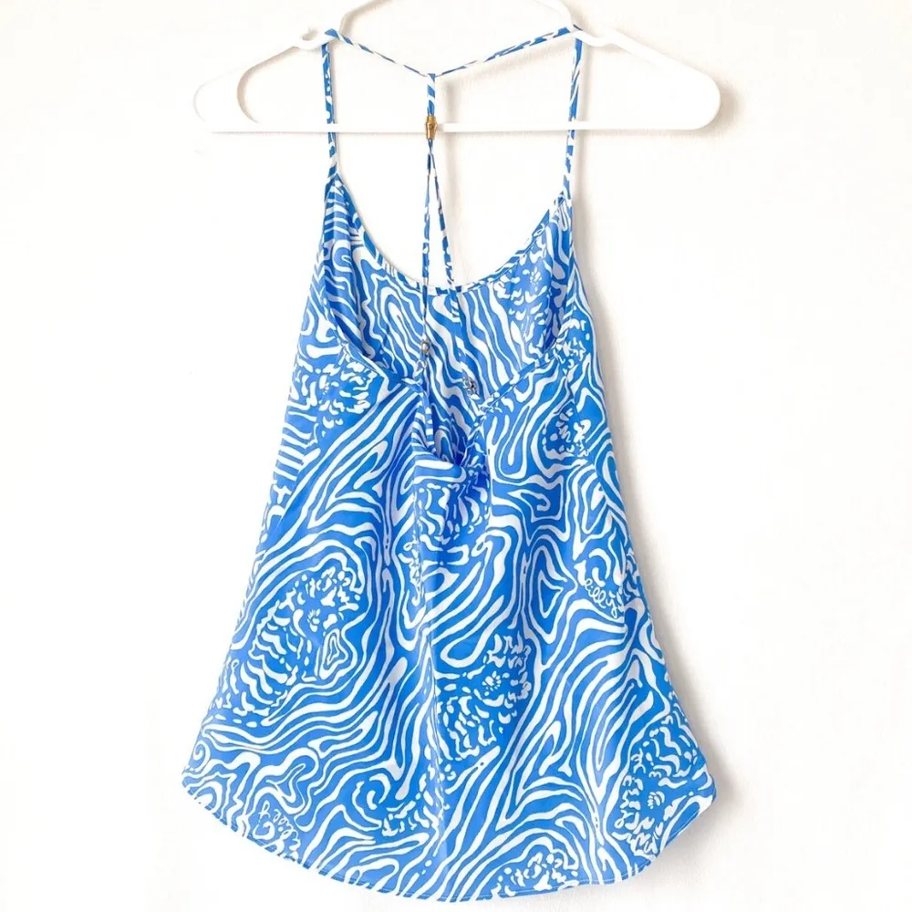 LILLY PULITZER MAISY SOLAR BLUE NIGHT SWIMMING RACERBACK CAMISOLE TANK TOP S - Image 4
