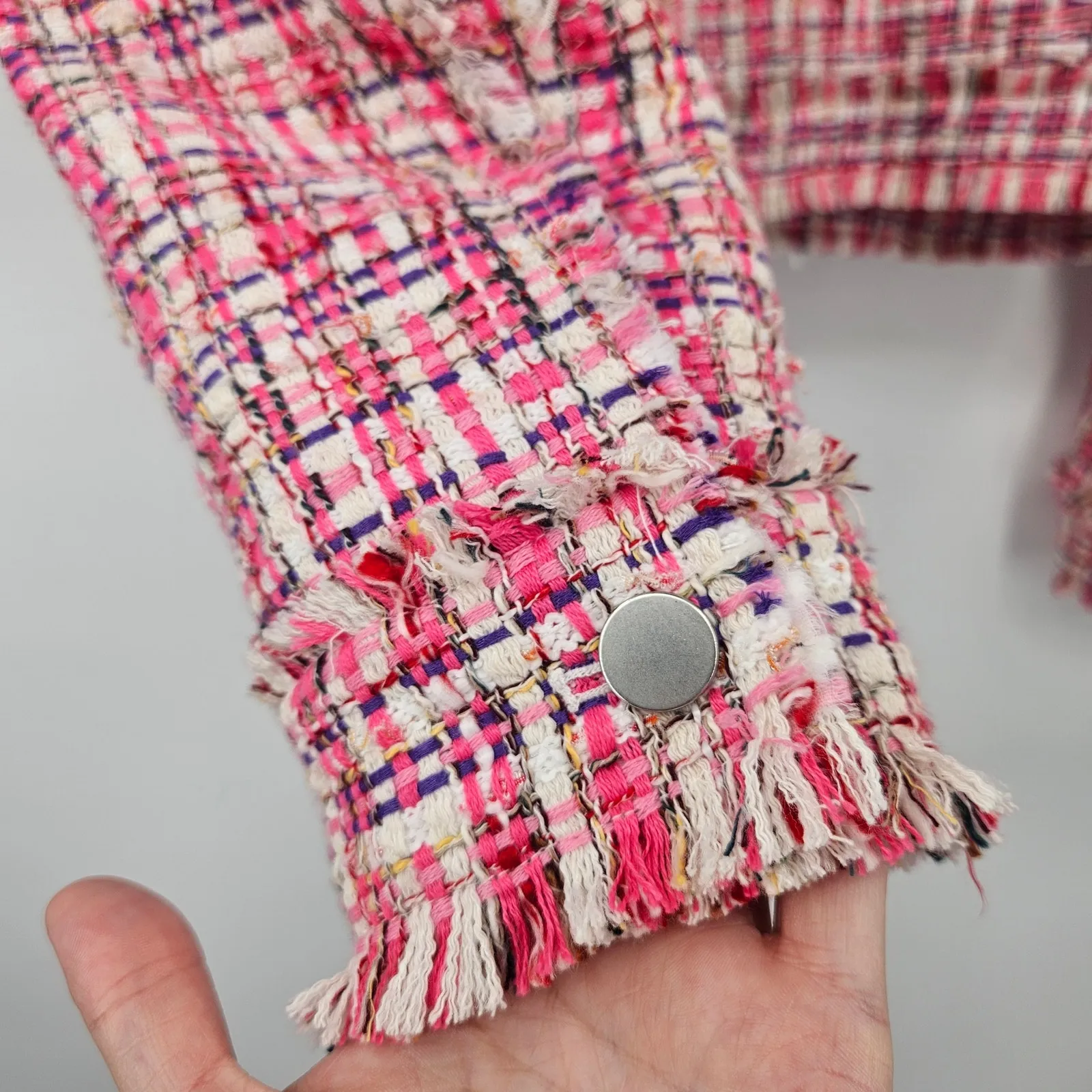 House of Harlow Tweed Cropped Jacket in Candy Pink Women Size L Retails $279‎ - Image 13