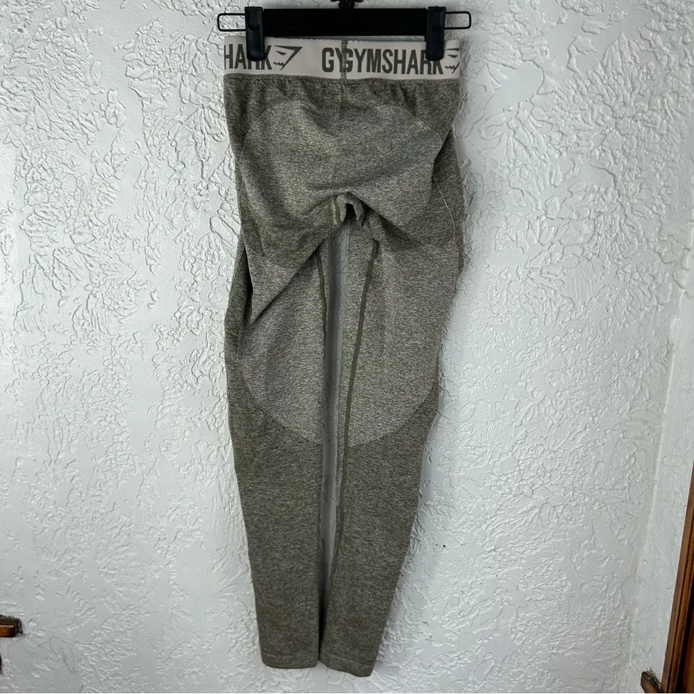 GymShark | Flex Heather Olive Green Logo Waistband Contour Leggings Size S - Image 4