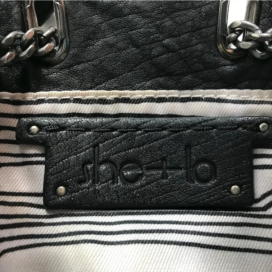 SHE + LO Lambskin Leather Chain Drawstring Bucket Bag Black Boho Rare Whimsy EUC - Image 9