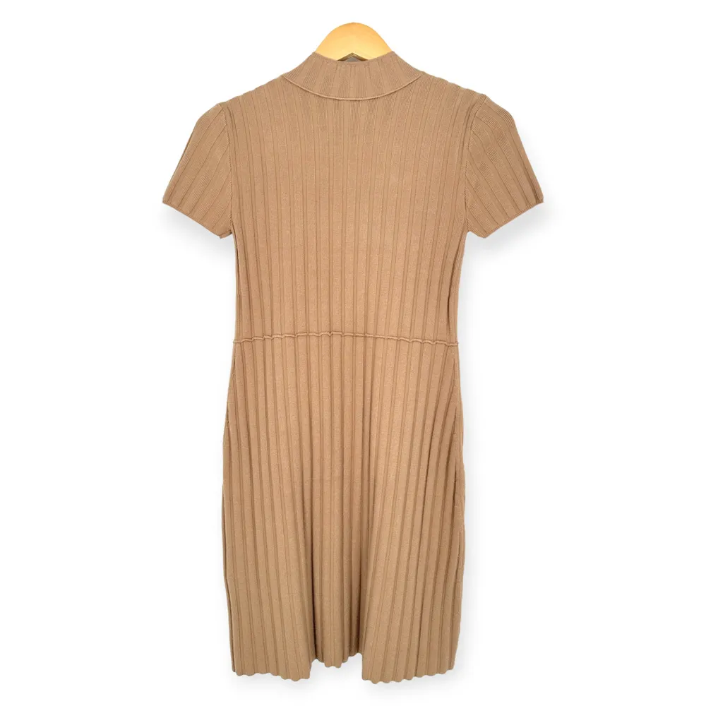 Free People | XS | Lottie Rib Knit Short Sleeve Mock Neck Mini Dress In Natural - Image 8