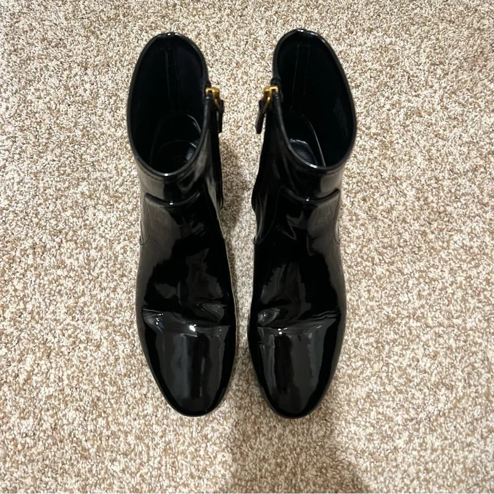 Womens Gigi Patent Stretch Ankle Boot Black and Gold Size 8.5 - Image 4