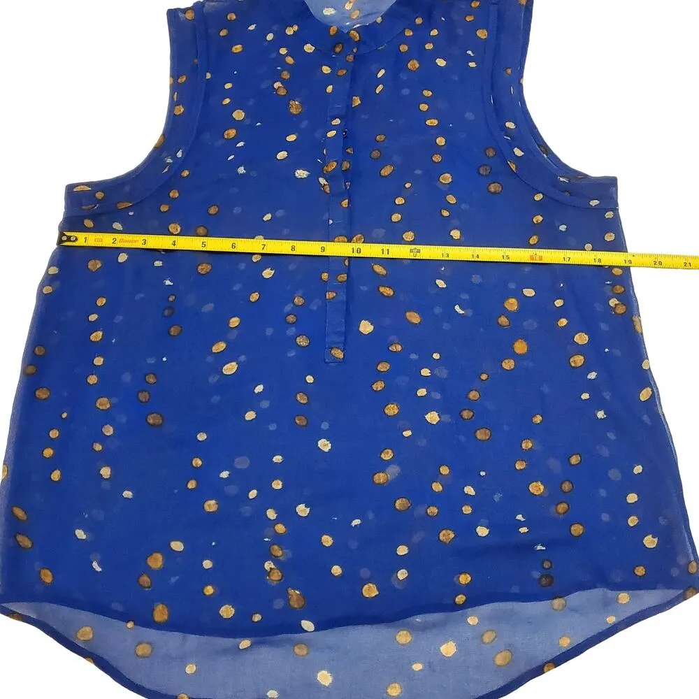 Womens M Cobalt Sleeveless Sheer Blouse Shirt Top Classiccore Casual - Image 3