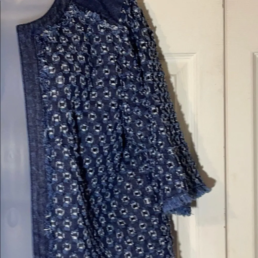 Chico's  Perforated Denim Open Front Jacket 1 Small - Image 6