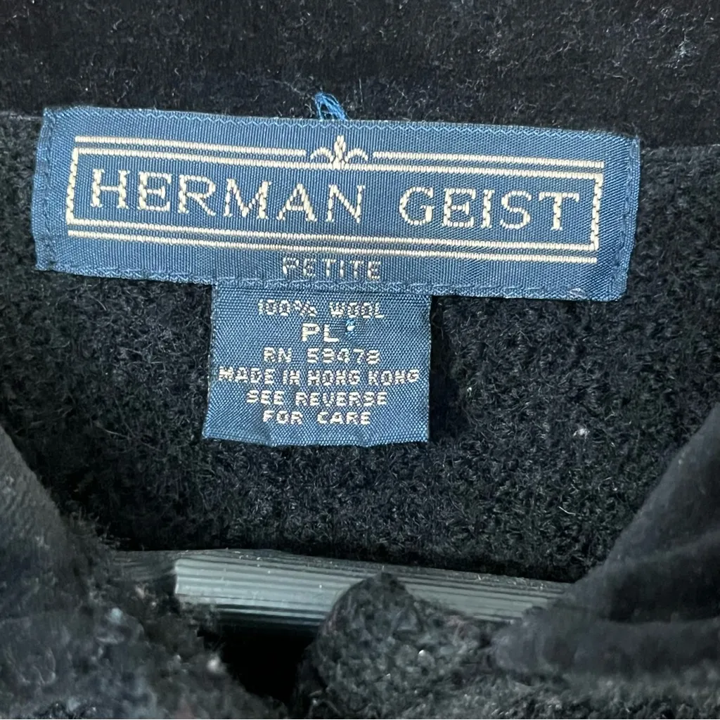 Vintage Herman Geist Black wool blend cardigan jacket with a velvet collar - Image 3