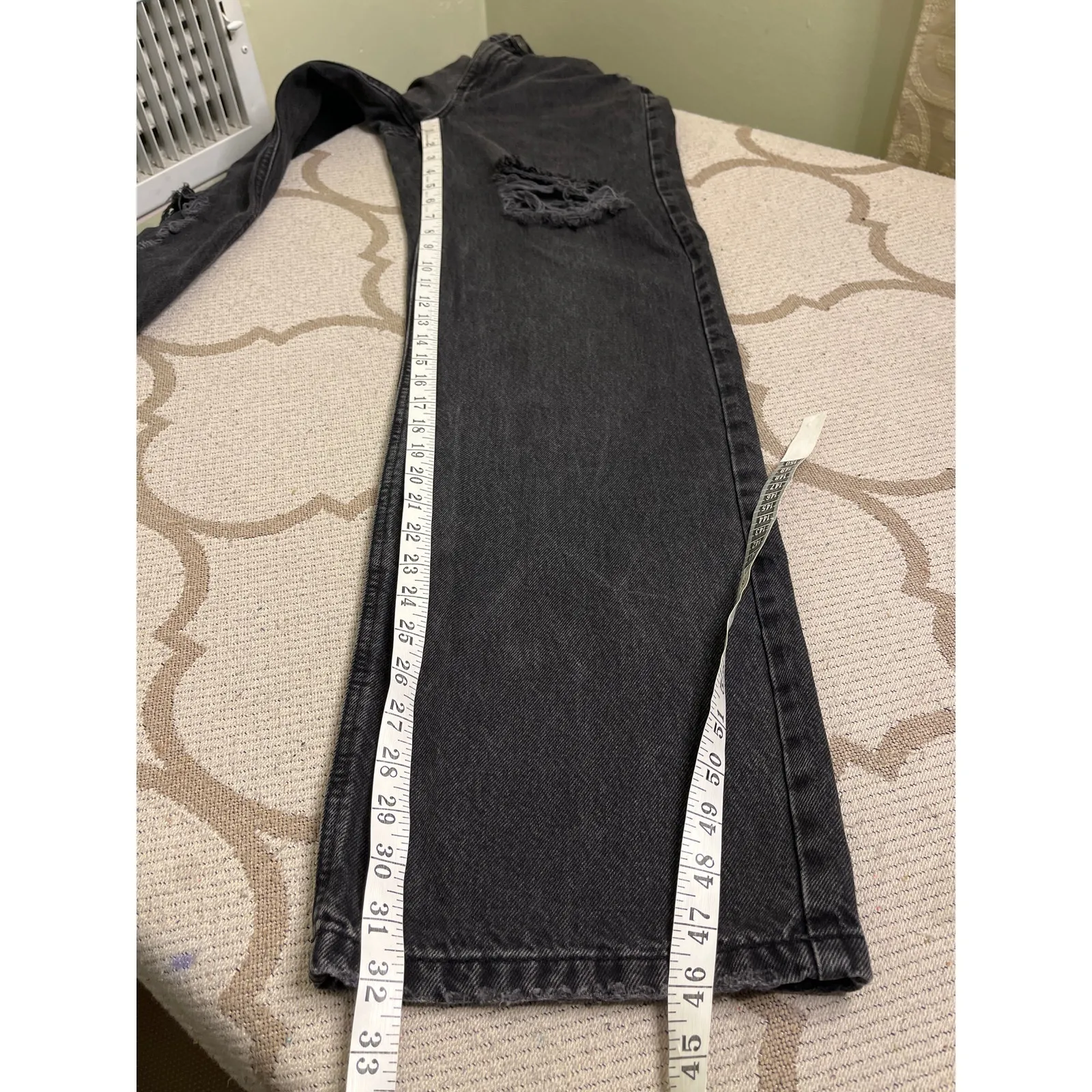 Garage denim street wide leg black distressed jeans, size: 00/23 - Image 6