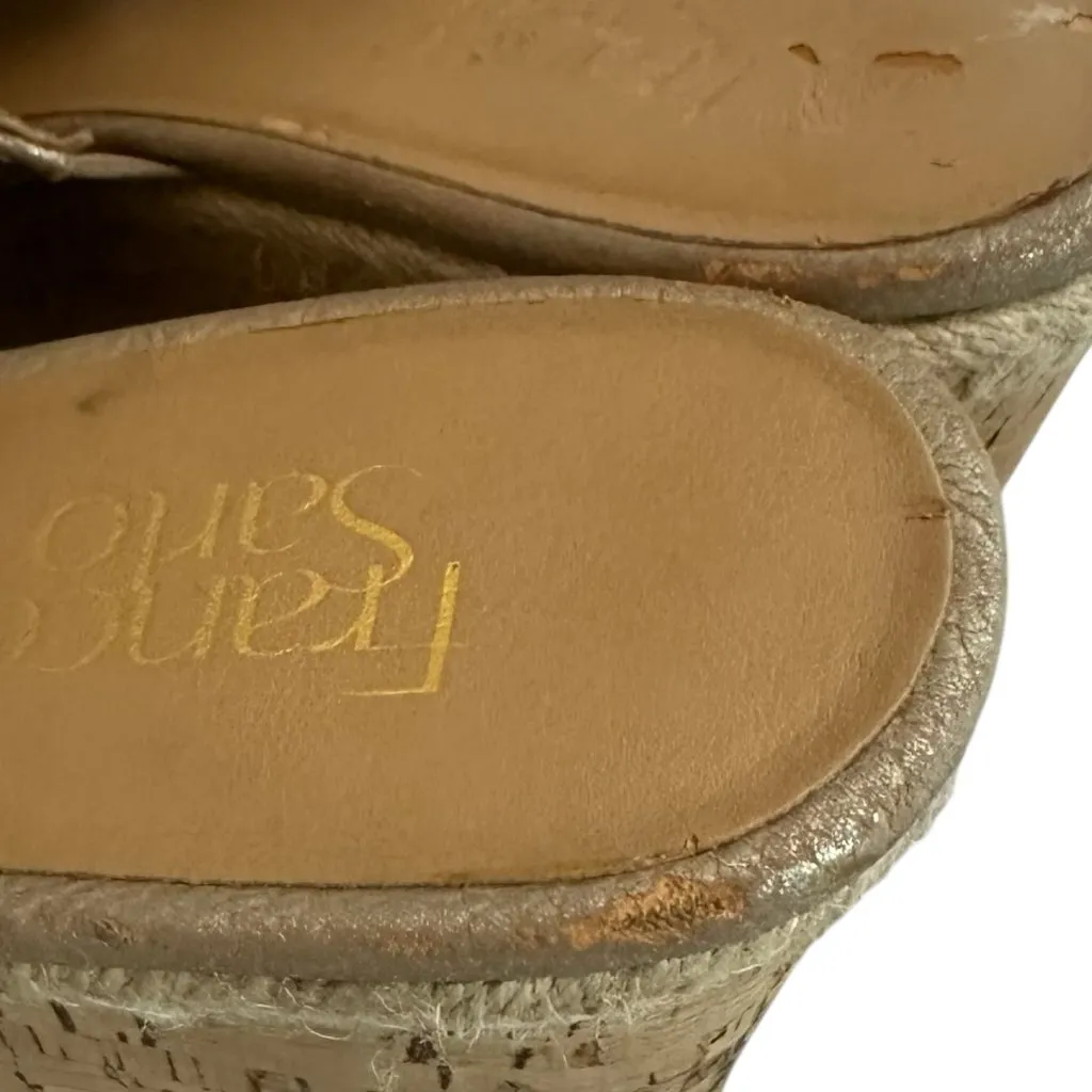 Franco Sarto Gold Slip-On Slide Wedge Sandals Metallic Comfort Size 9.5 Women's - Image 7