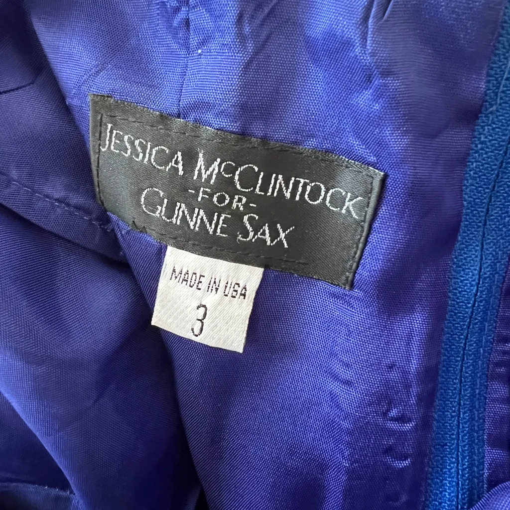 Gunne Sax‎ Jessica McClintock Blue Strapless Prom Gown Vintage Y2k Formal Dress - Image 9