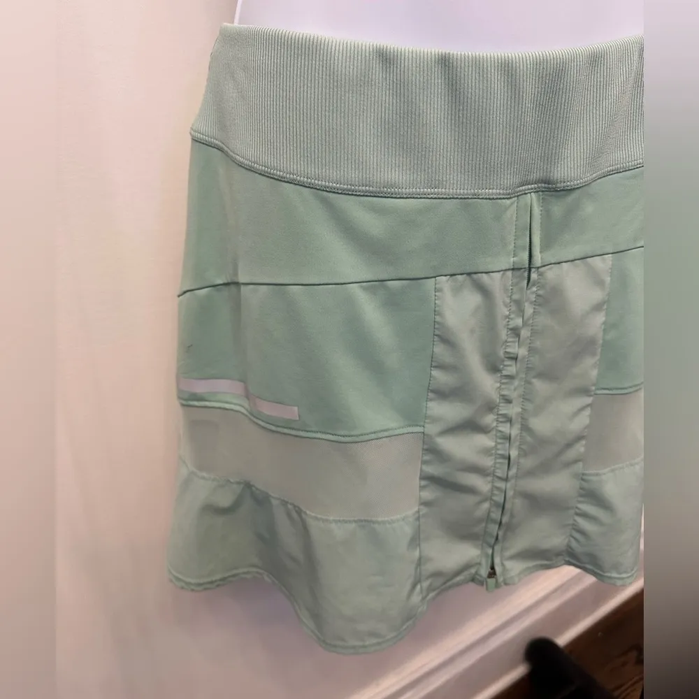 Lucky in Love Women's Tech Long Sprint Mesh Skirt Tennis Zip Front XL NWOT Green - Image 3