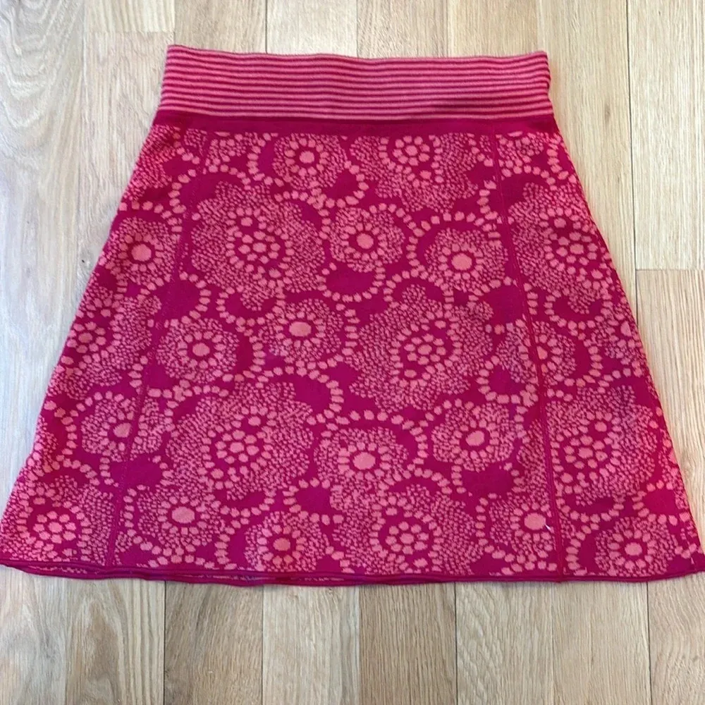 Title Nine Skirt Knit Pink Orange Print Mini Size XS - Image 3