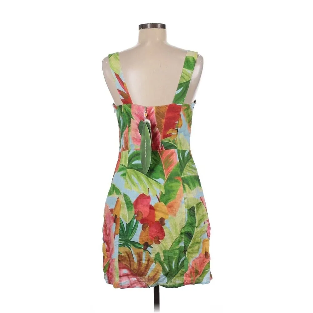 NWT FARM Rio x Anthropologie Nisa Cashew Print Linen Mini Dress M - Image 6