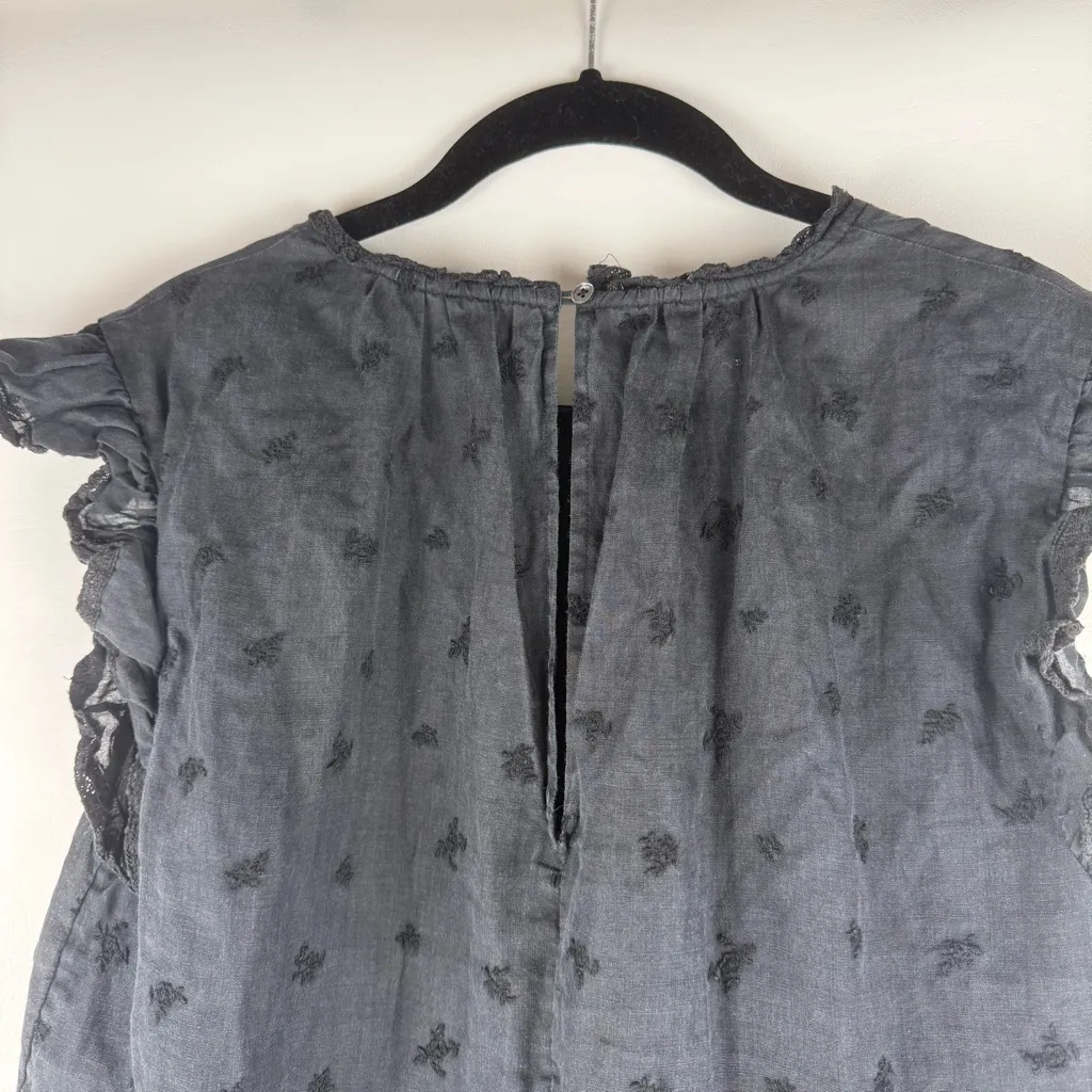 Wilfred Black Embroidered Tiered Midi Dress (M) - Image 5