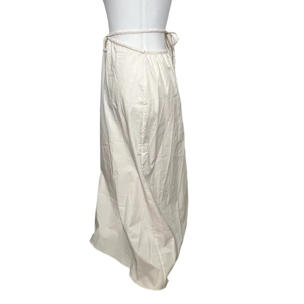 Johanna Ortiz Mother Nature Skirt Size Small White Midi Cotton Blend Rope Belt - Image 7