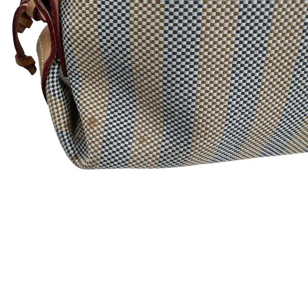 Vintage DOONEY & BOURKE Striped Tassel Tote Bag With Leather Trim Made In USA‎ - Image 8