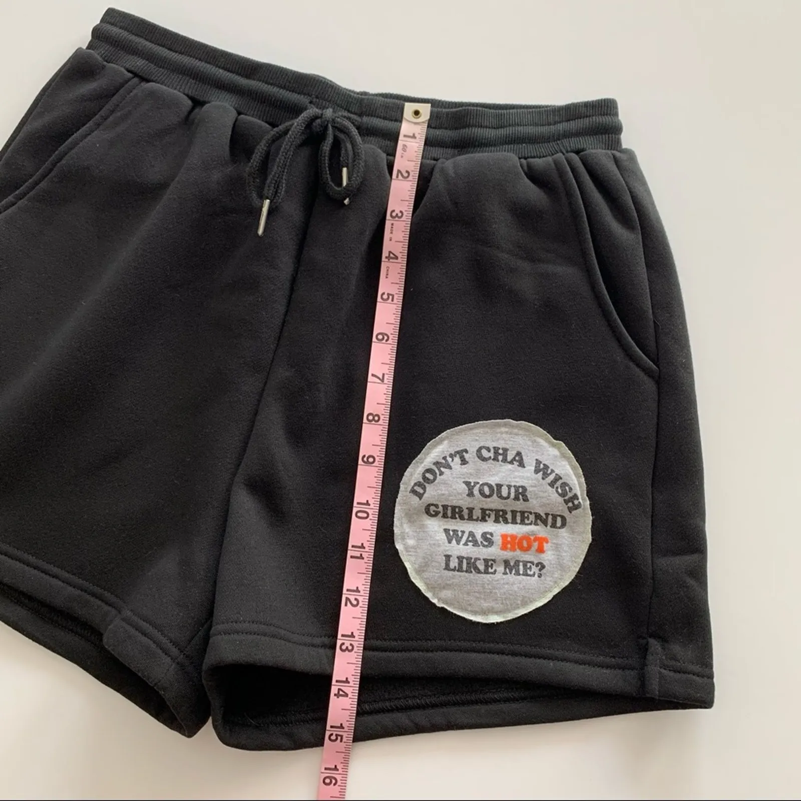 Via Penny Lane Reworked Apparel | Don’t Cha Black Graphic Shorts Medium - Image 4