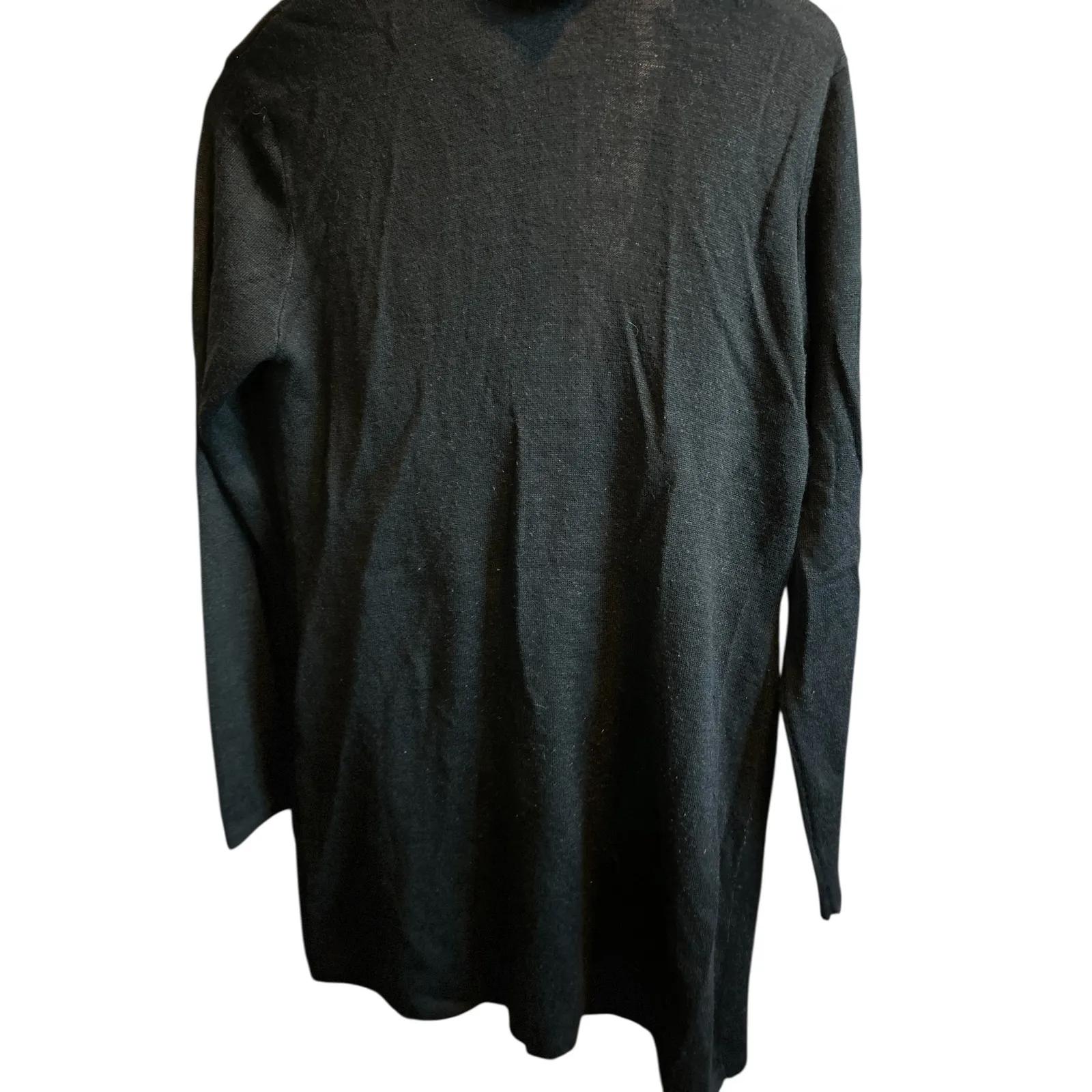 Calvin Klein Black Long Sleeve Open Front Cardigan Sweater with Buckle Detail - Image 8