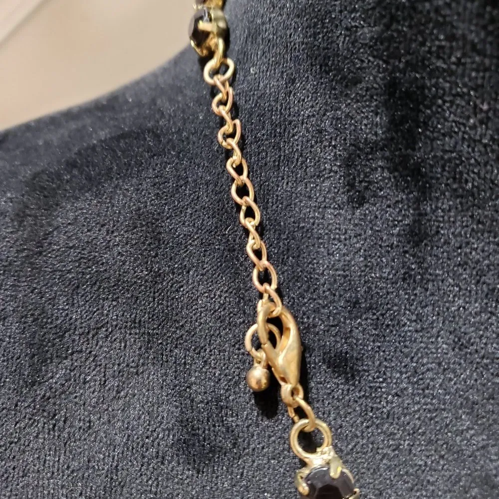 Gold Tone & Black Beaded Teardrop Statement Fashion Jewellery Necklace - Image 6