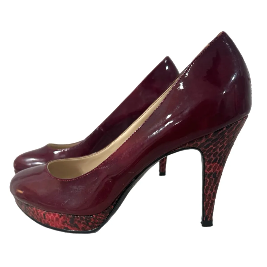 Enzo Angiolini High Heels Women’s Sz 6 Merlot Snake Skin Vegan Patent Leather - Image 2