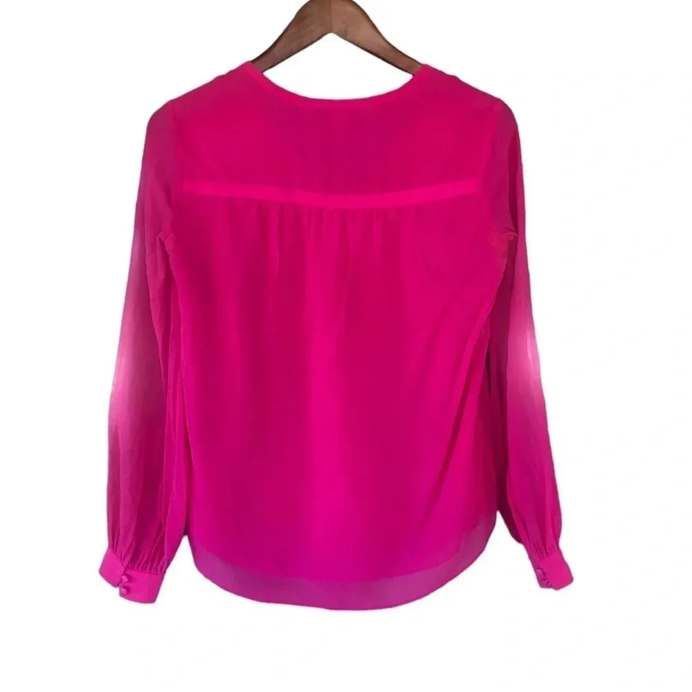 Dianne Von Furstenburg pink silk long sleeve blouse Top Glam Holiday party - Image 2