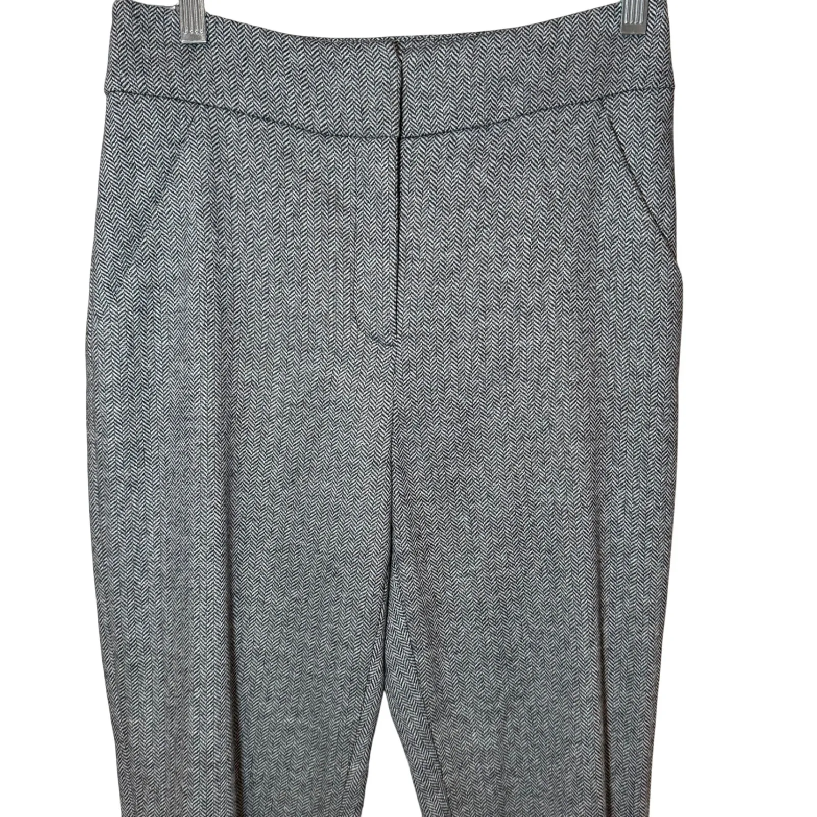 Veronica Beard Frazier Herringbone Wool Blend Jogger Pants Size 2 Black White - Image 3