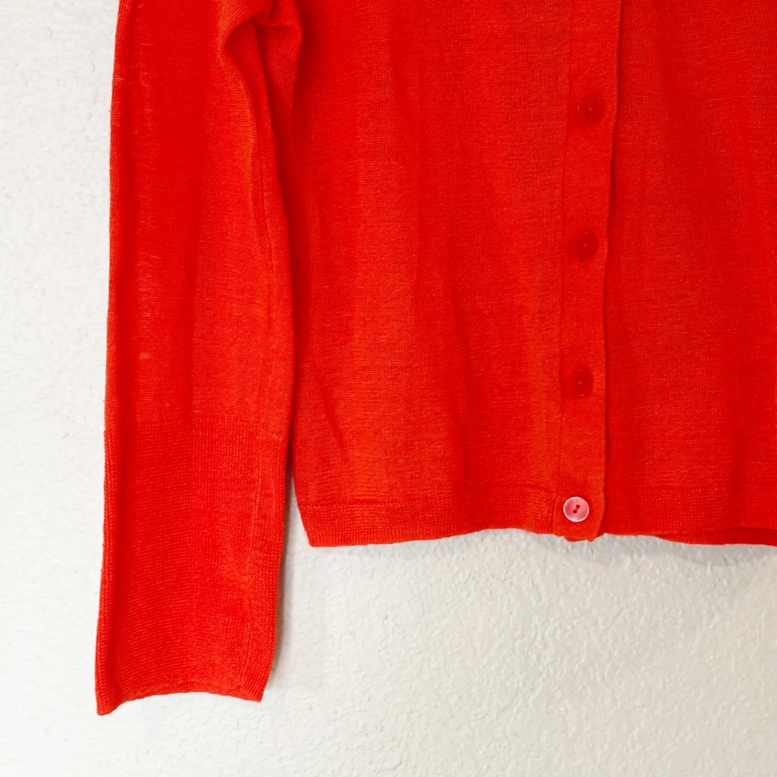 J. Crew Orange Button Up Collared Cardigan Sweater Lightweight Linen Womens Sm - Image 5