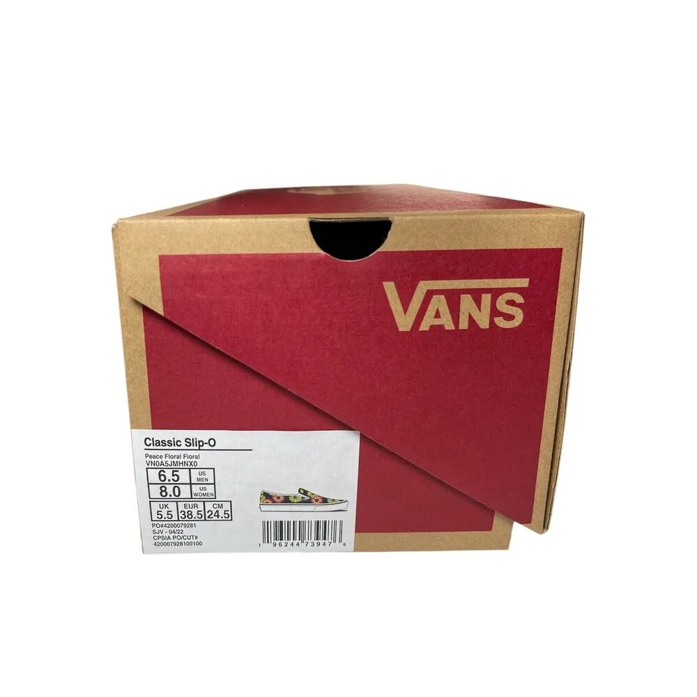 Vans Classic Slip On Peace Floral Black Shoes Sneakers Womens Size 8 Mens 6.5 - Image 8