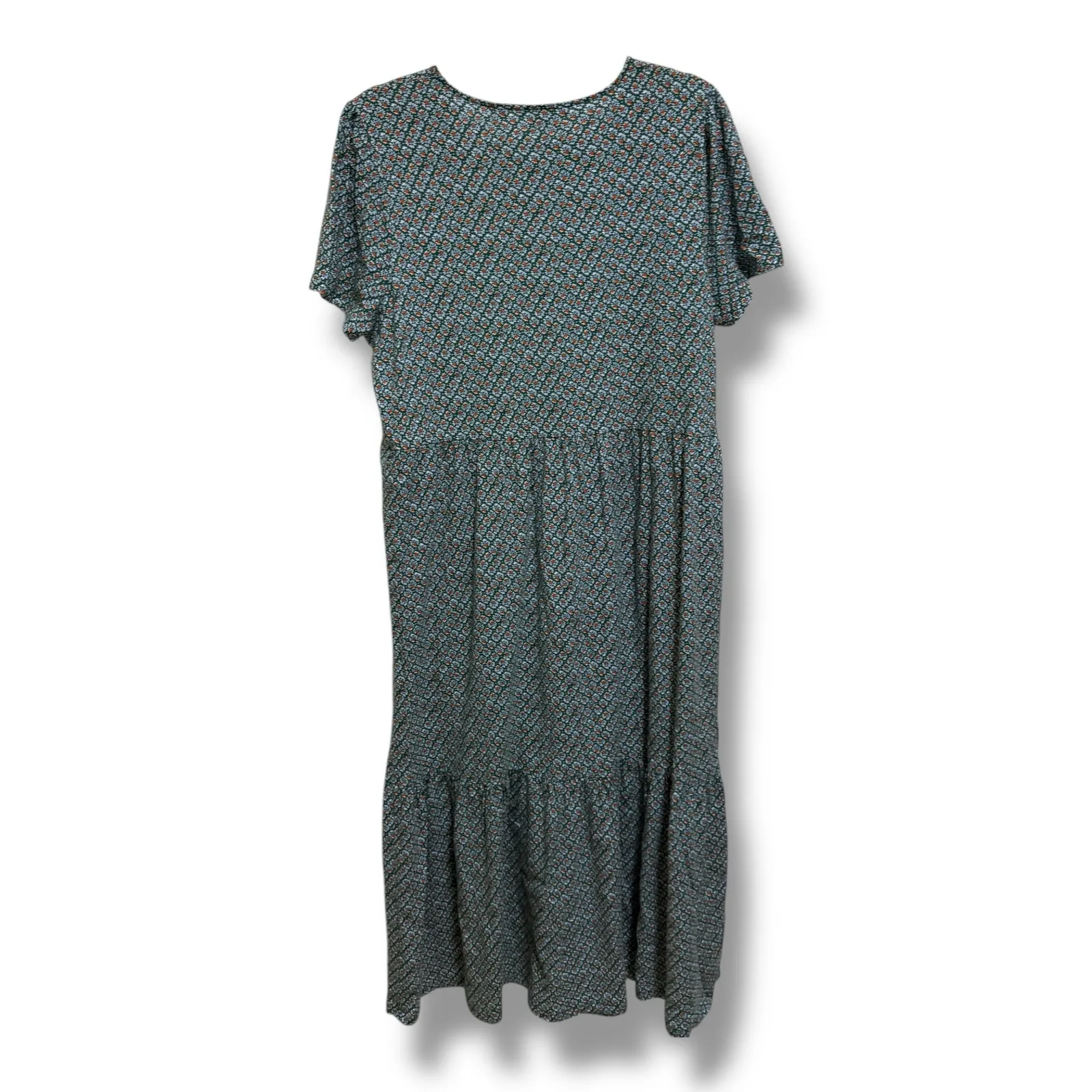 Boden Womens Emma Tiered Jersey Midi Dress Bottle Green‎ Bloom Bud 14 R Green Size 12 - Image 4