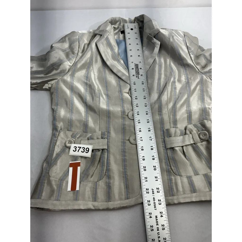 Womans Brighton Size Eu 42 (us 12) Gray Blue Button Down Lined Blazer - Image 7