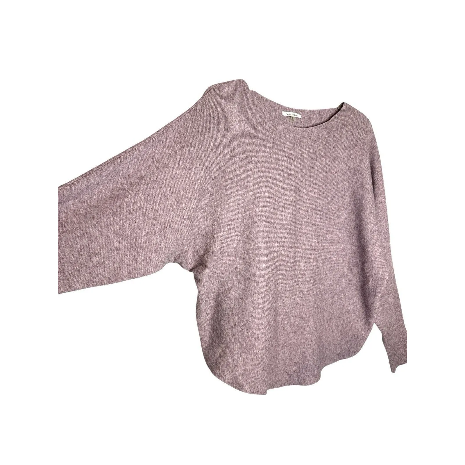Vila Milano Women’s Purple Heathered Knit Dolman Sleeve Pullover Sweater Large - Image 2